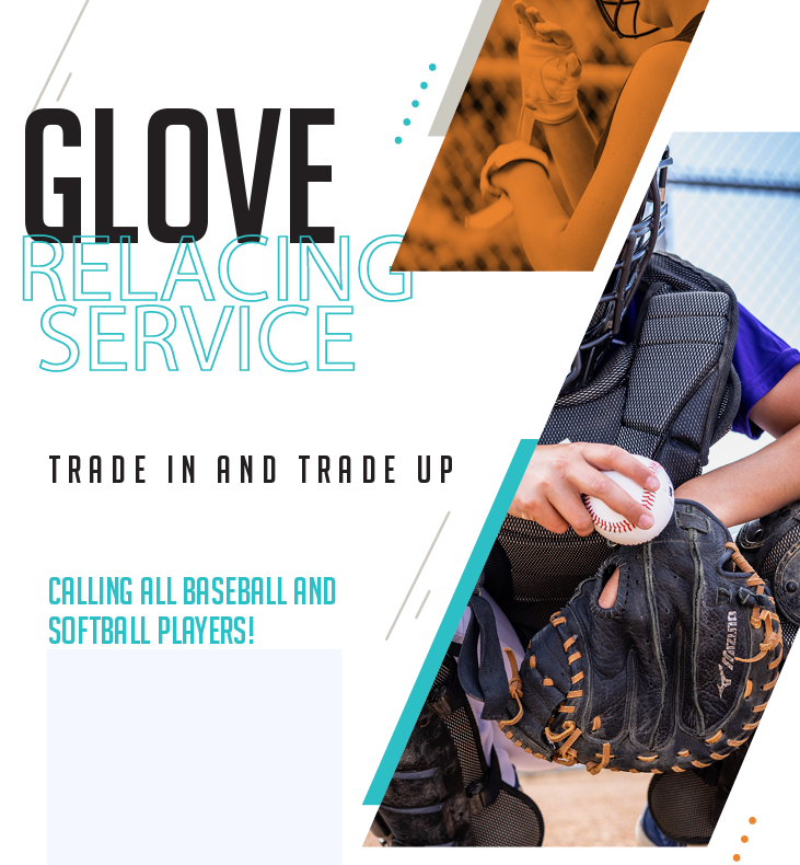 IMAGE OF BASEBALL PLAYER WITH CALL TO ACTION FOR GLOVE REGRIPPING SERVICE
